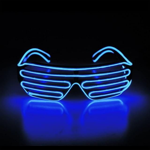 Light Up Flashing Shutter Neon Rave Glasses El Wire LED Sunglasses Voice Activated Glow DJ Costumes for 80s, EDM, Party