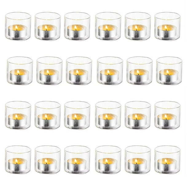 Glasseam Tealight Candle Holder Set of 24 Small Glass Candle Holders in