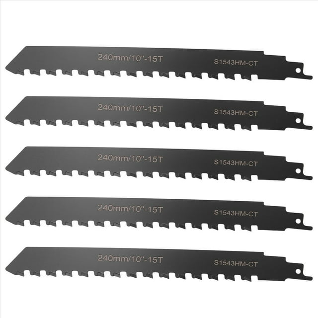 5X Hoja de Recíproca Carburo de Tungsteno Carburo para Cortar Hormigón Poroso, Fibrocemento, Ladrillo 240 mm/9,45 Pulgadas