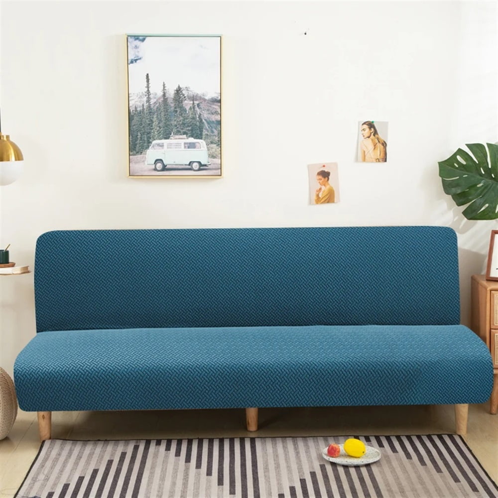 Jacquard Sofa Bed Cover Armless Sofa Cover For Living Room Plaid Straight Sofa Cover Slipcover Futon Cover For Home