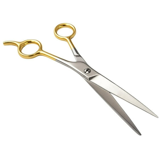 KUTZ 5.5" 14 cm Ice-Tempered Stainless Steel Barber Scissors  Golden Finger Holes & Lever  Extra Sharp 2.25" 5.7 cm Blades  Precision Grooming