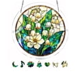 thumbnail image 2 of Darzheoy Stained Glass Window Hanging,Colorful Acrylic flowes Jigsaw Puzzles,Flowers of The Valley Suncatchers for Windows,Home Decor Gift for Puzzle Lovers or for Mother’s Day, 2 of 5