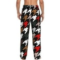 thumbnail image 3 of Balery Men'S Houndstooth Green Red Pants,Sleepwear Pants,Pajama Pants,Pj Bottoms Drawstring And Pockets-Large, 3 of 9