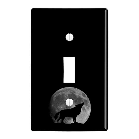 Wolf Howling Moon Silhouette Plastic Wall Decor Toggle Light Switch Plate Cover