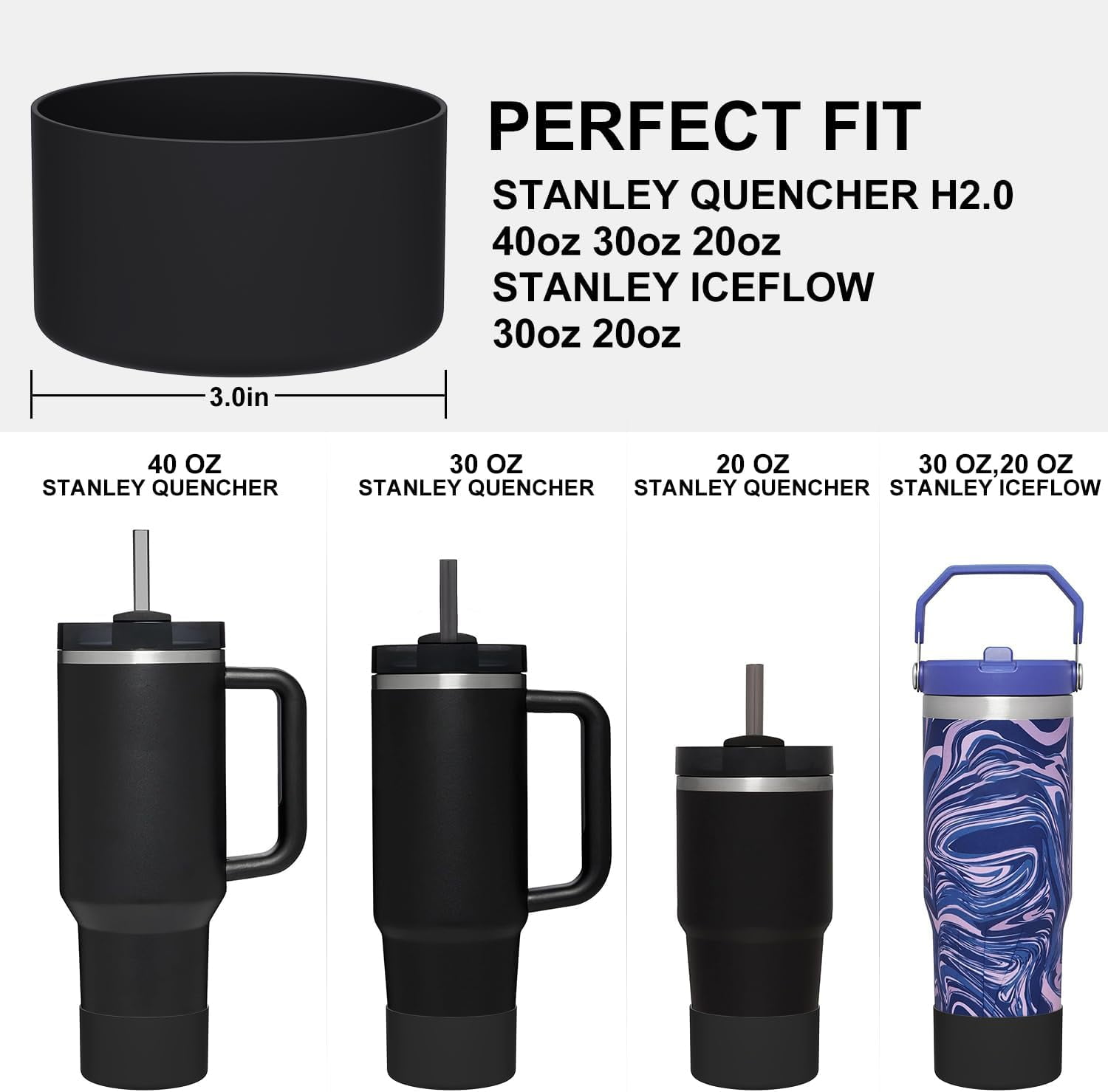 Snakeskin Silicone Boot For Stanley Tumblers - Protective Cover For Quencher 40/30/20oz & IceFlow Flip
