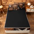 thumbnail image 4 of meiyoeat Brown Western Cowboy Zipper Twin Comforter Sets with Fitted Sheet and 2 Pillowcases For Boys,Rustic Cow Print Zipper Bedding Set,Reversible,4 Pieces, 4 of 7