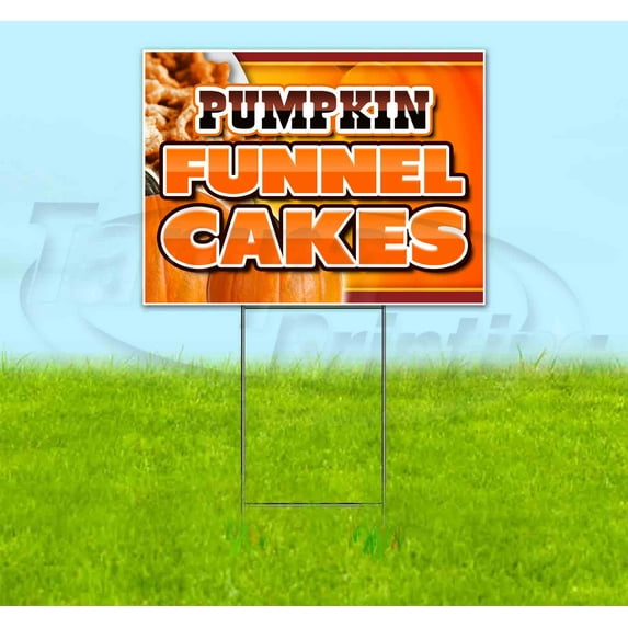 Pumpkin Funnel Cakes (18" x 24") Yard Sign, Includes Metal Step Stake