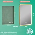 thumbnail image 4 of Aris Medicine Cabinet with Mirrors and Lights, 16'' x 28'' Recessed/Wall Mounted Bathroom Cabinet, 3 Mode Lights, Anti-Fog, Dimmable, Gold, 4 of 8