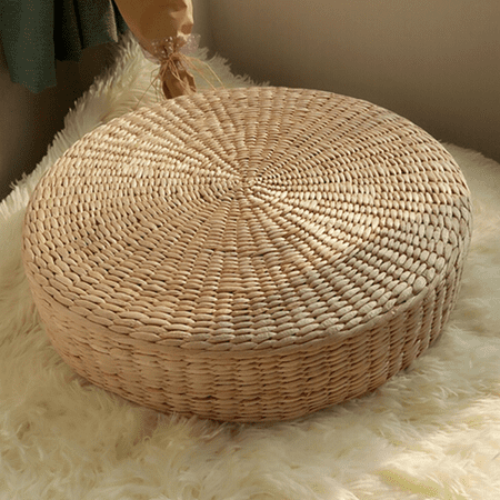 Tatami Floor Mat - 40CM Round Pouf Tatami Cushion Chair Floor Sit Mat Meditation Soft Yoga Seat Mat Natural Straw Home Garden Patio Restaurant Seat