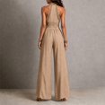 thumbnail image 5 of BRGZLK Halter Deep V Neck Jumpsuits for Women Stylish Solid Color Side Slit Backless Loose Comfort Dressy Wide Leg Pants Cocktail Party Rompers Casual Outfits Khaki L, 5 of 6
