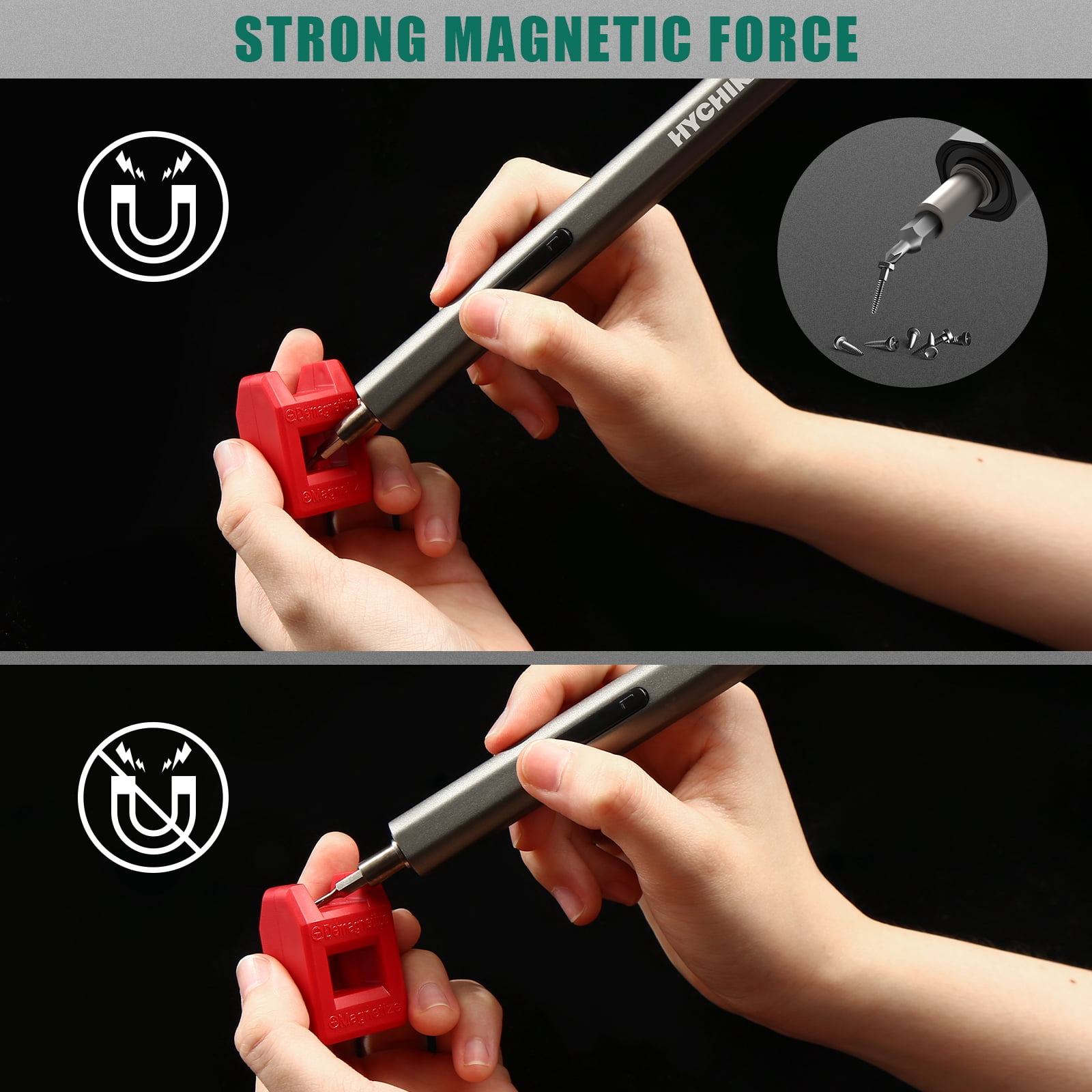 HYCHIKA 67-in-1 3.7 Volts Cordless Mini Precision Electric Screwdriver Set with 46 Magnetic Bits, Manual & Electric 2-in-1 LED Lighting Rechargeable Repair Tool for Phone Watch Camera Laptop