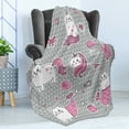 thumbnail image 4 of Unicorn Cat Soft Flannel Fleece Throw Blanket, Cat Unicorn and Mermaid Fishes Bubbles Hearts Underwater Theme, Cozy Plush for Indoor and Outdoor Use, 50" x 70", Grey Pale Pink White, by Ambesonne, 4 of 5