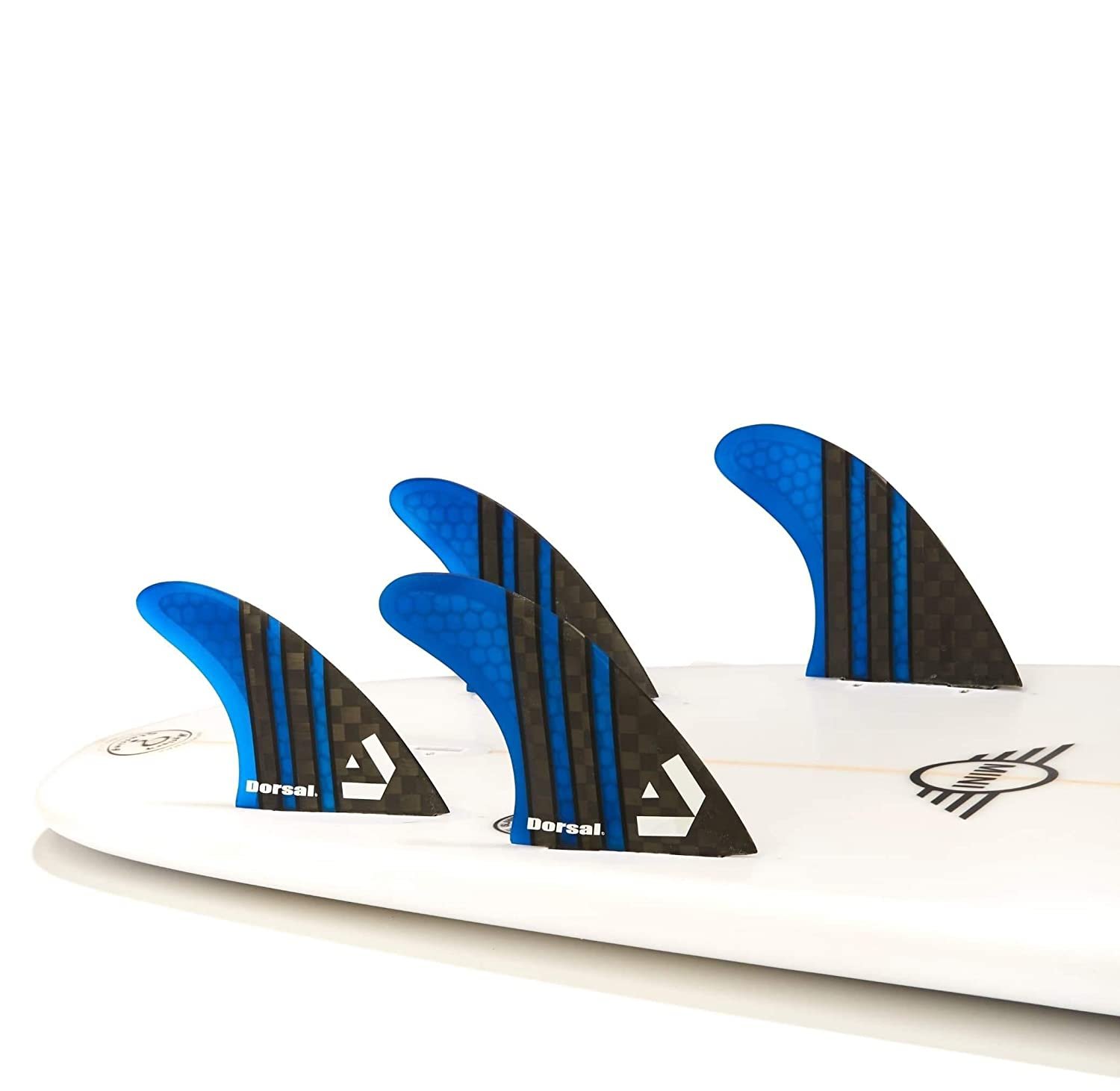 DORSAL Carbon Hexcore Quad Surfboard Fins (4) FCS Base Blue