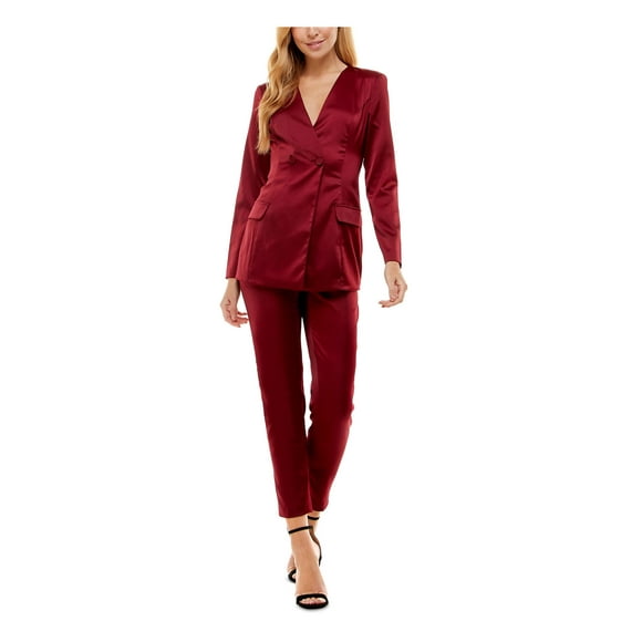 burgundy womens suit