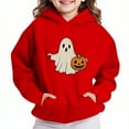thumbnail image 2 of Cotton Hoodies for Boys Girls Pumpkin Halloween Outfit Loose Long Sleeve Hooded Graphic Sweatshirt Pullover Tops (7 Years, Red 02), 2 of 4