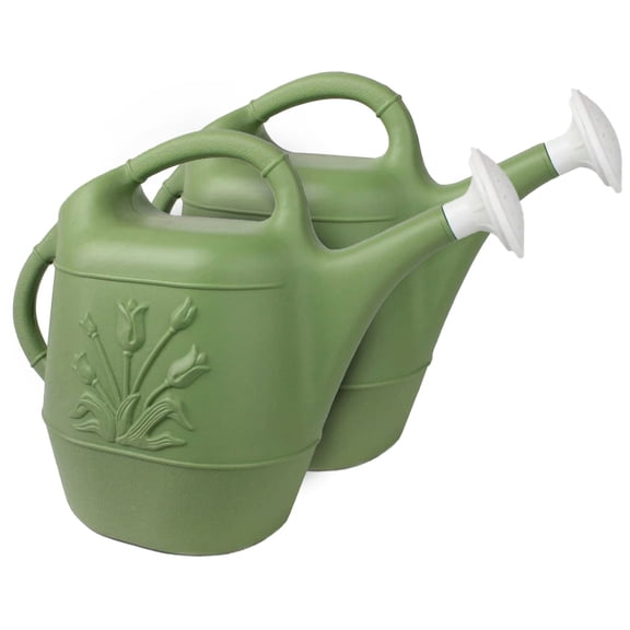 Union Products 2 Gallon Garden Plastic Watering Can, Sage Green, 2 Pack