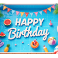 thumbnail image 4 of Colorful Design Happy Birthday Banner Tropical Theme Summer Pool for Birthday Party Outdoor Event Kids Celebration, 4 of 7