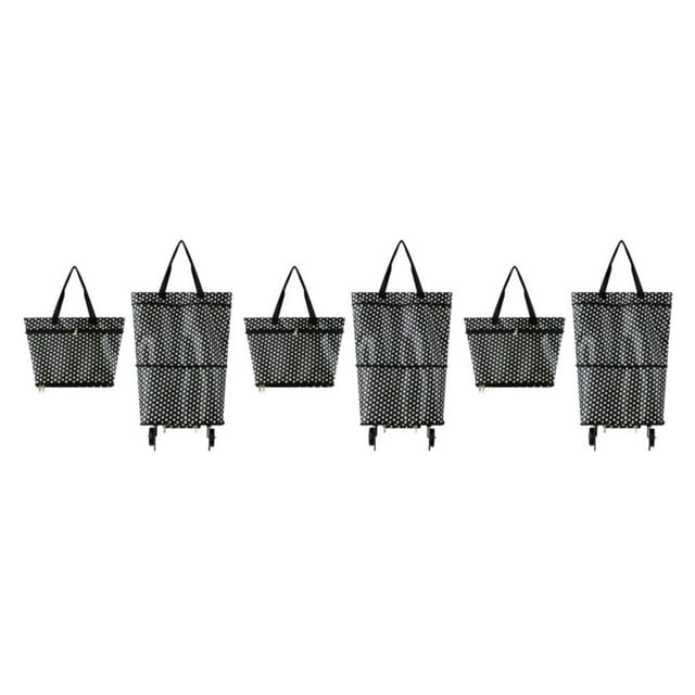 Justharion Sac de Courses Pliable avec Roues Compagnon Portable et Fiable Chariot de Courses à la Mode Grand point Blanc 3ensemble