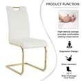 thumbnail image 3 of Sumdeal 47" Modern Round Glass Dining Table Room Sets for 4,Dining Table with 4 PU Leather Dining Chairs,Glass Table and 4 White C-shaped Chairs with Golden Leg, 3 of 7