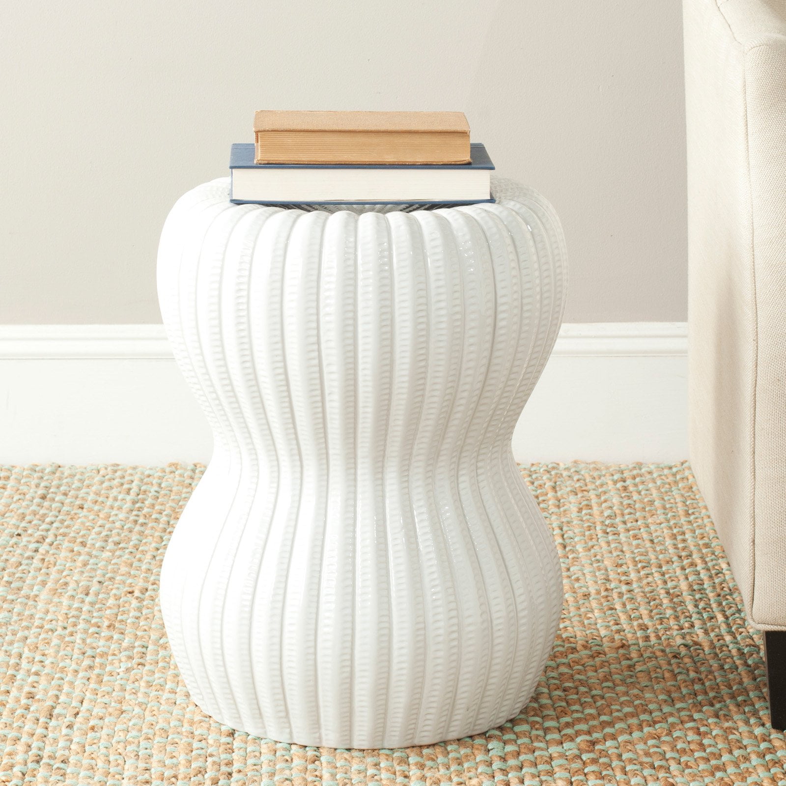 Safavieh Hour Glass White Garden Stool