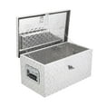 thumbnail image 1 of Yiwa 20 Inch Heavy Duty Aluminum Diamond Plate Tool Box - Waterproof Storage Organizer with Lock, Gas Strutted Lid, Wider Handles, Weatherproof Seal, Non-Slip Surface for Trucks, RVs, Trailers, 1 of 3