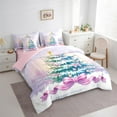 thumbnail image 3 of Manfei Cartoon Xmas Tree Twin Bedding Sets 7 Pieces, Merry Christmas Bedding Comforter Set, Pink Purple Bow Knot Sheet Sets for Girls, Breathable Home Decor, 3 of 7