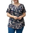thumbnail image 2 of a.Jesdani Women's Plus Size Tunic Tops Short Sleeve V Neck Casual Henley Shirts m-4x, 2 of 10