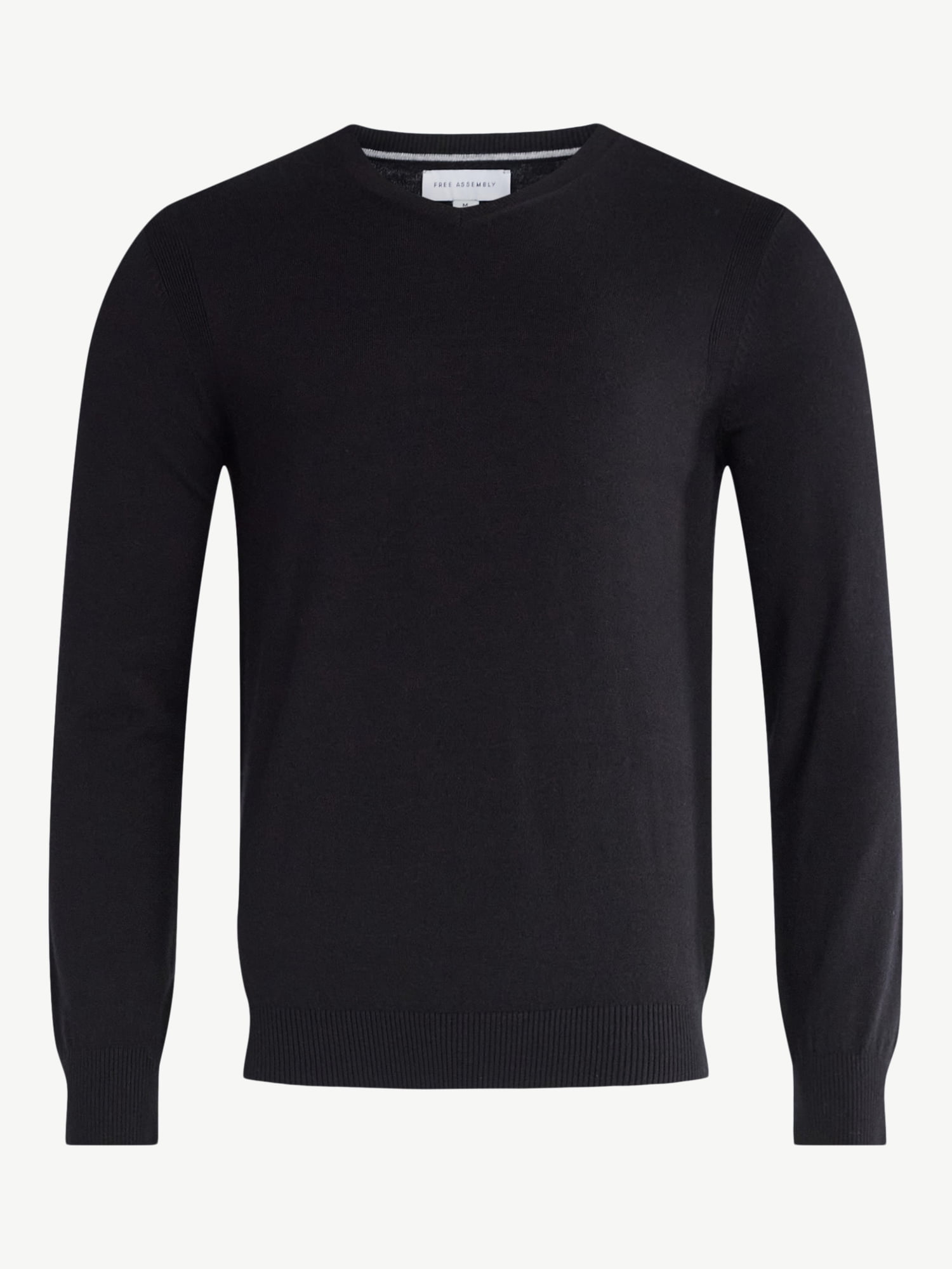 Free Assembly Men's Cozy Yarn Everyday V-Neck Sweater with Long Sleeves, Size XS-3XL