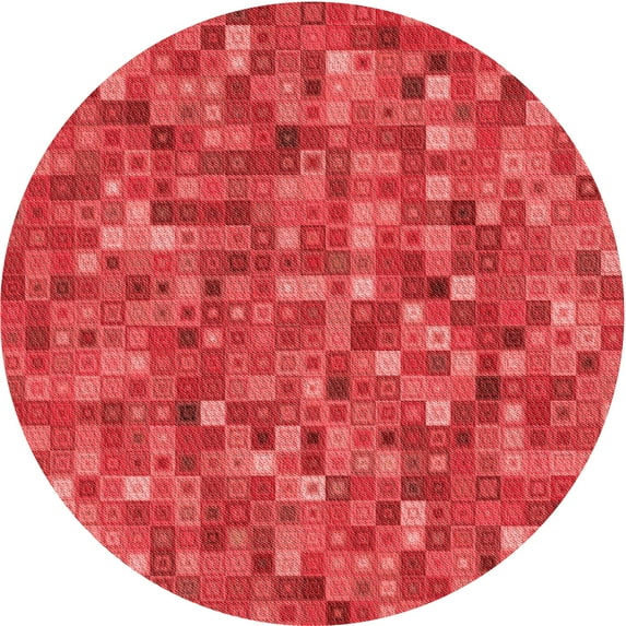 Ahgly Company Machine Washable Indoor Round Transitional Red Area Rugs, 5' Round
