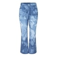 thumbnail image 3 of REDARER Womens Blue Floral Print High Waist Flare Jeans Soft Stretchy Casual Denim Trousers for Daily Wear,XXL, 3 of 7