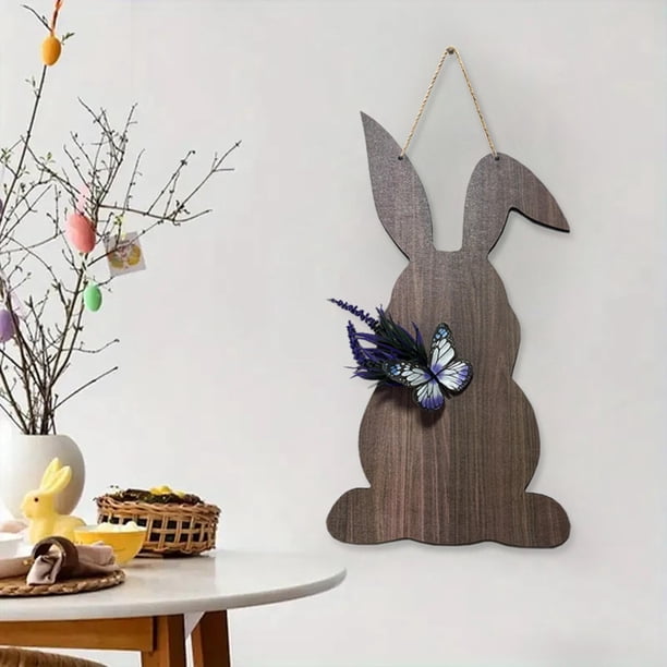 Pascua de madera de madera del adorno para colgar suministros rústicos de fiesta liviana decoración del hogar multifuncional