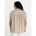 thumbnail image 3 of Terra & Sky Women's Plus Linen Blend Camp Shirt, Sizes 0X-5X, 3 of 5
