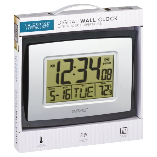 Lacrosse WT8002U Digital Wall Clock with Indoor Temp & Calendar