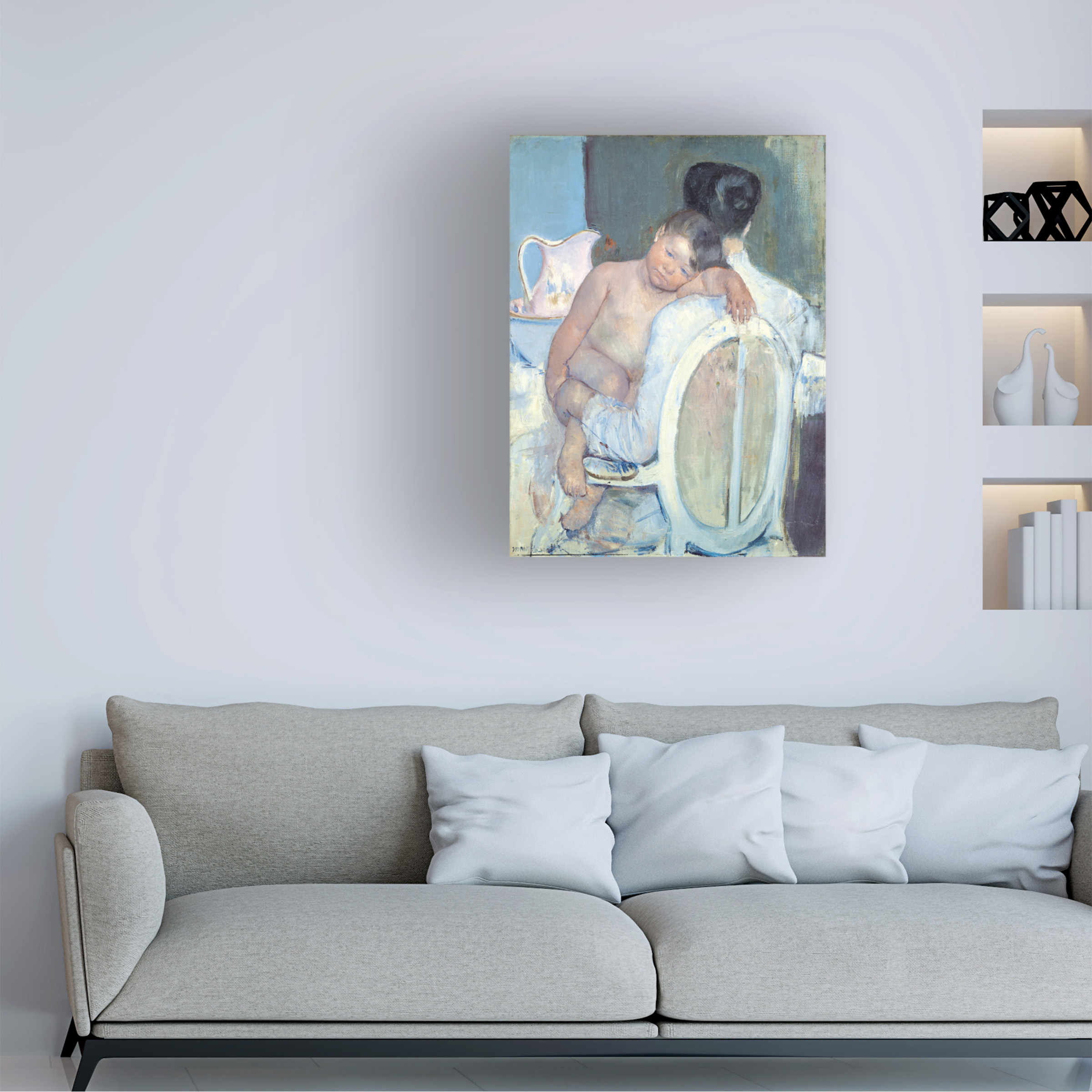 Trademark Fine Art Cassatt Woman Sitting With A Child In Her Arms Canvas Wall Art - 35x47