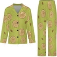 thumbnail image 4 of Top-kevin Pajama Sets for Womens Cinnamon Rolls Leaves Loose Button Down Long Sleeve Shirts And Pants Set, 4 of 12
