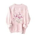thumbnail image 2 of Tarmeek Long Sleeve Floral Printed Shirts for Women Fashion Loose Round Neck Cute Pink Sweatshirts Pullover Vintage Casual Womens Tops Pink, 2 of 5