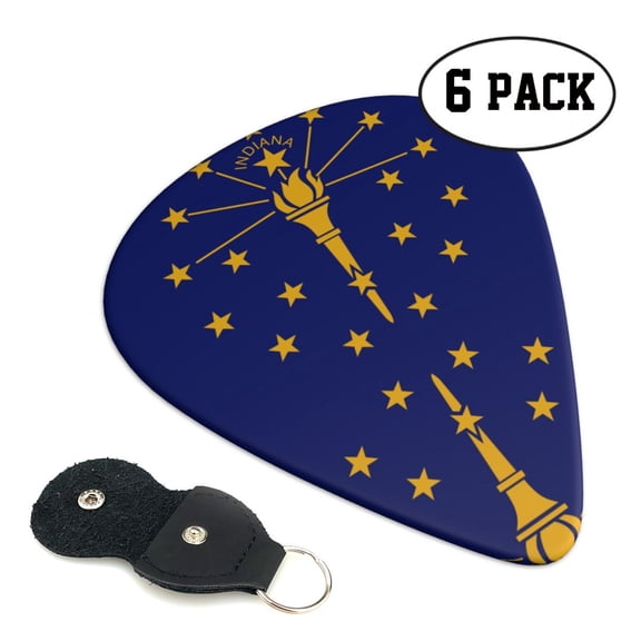 6 Pieces Indiana Flag Guitar Picks for Guitar Bass Music Instruments with 1 Pick Leather Pick Holder