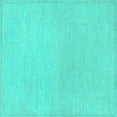 thumbnail image 1 of Ahgly Company Indoor Square Solid Turquoise Blue Modern Area Rugs, 4' Square, 1 of 4