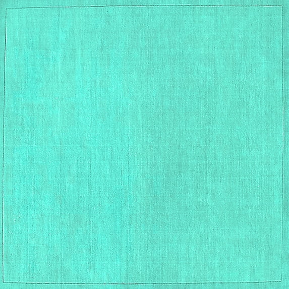 Ahgly Company Indoor Square Solid Turquoise Blue Modern Area Rugs, 4' Square