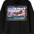thumbnail image 2 of Godzilla Classic Mothra with Cherry Blossom Tree and River Adult Black Hoodie-Medium, 2 of 4