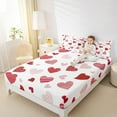thumbnail image 4 of Feelyou Kawaii Love Heart Queen Sheet Sets, Fashion Stripes Polkadots Flat Sheet, Teens Kids Girls Women Queen Fitted Sheet, Breathable Home Decor, 4-Piece, 4 of 7