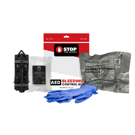 Stop The Bleed AED Kit Plastic Pouch Complete Hemorrhage Control Essential First Aid for Schools Workplaces and Public Spaces TacMed Solutions