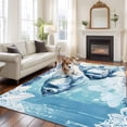 thumbnail image 3 of Area Rug 60×96in, Summer Marine Fish Flower Floor Carpet Living Room Rug, Blue Nautical Ocean Life Plant Non-Slip Welcome Mat Indoor Rugs for Bedroom Dining Room, 3 of 9