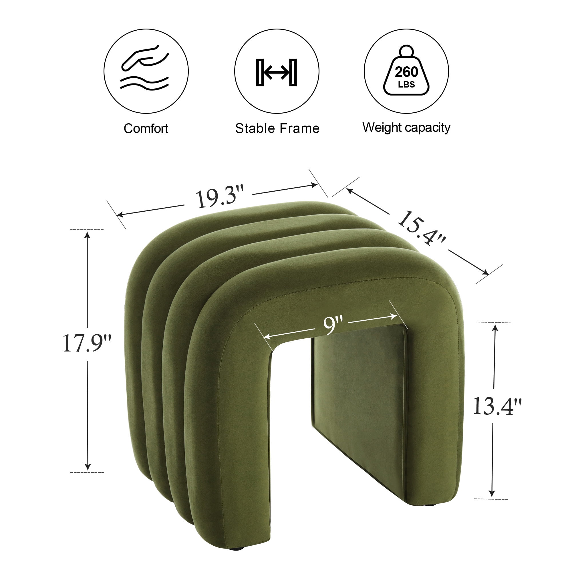 Zesthouse Multi-Functional Ottoman Stool, Tufted Velvet Foot Stools Ottoman for Couch, Modern Vanity Stool for Living Room, Bedroom and Entryway, Green