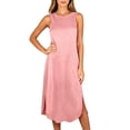 thumbnail image 6 of UAMVSH Womens Summer Dresses Comfy Sleeveless Crewneck Midi Dress Side Split Casual Flowy Long Dress Spring Clothes, 6 of 6