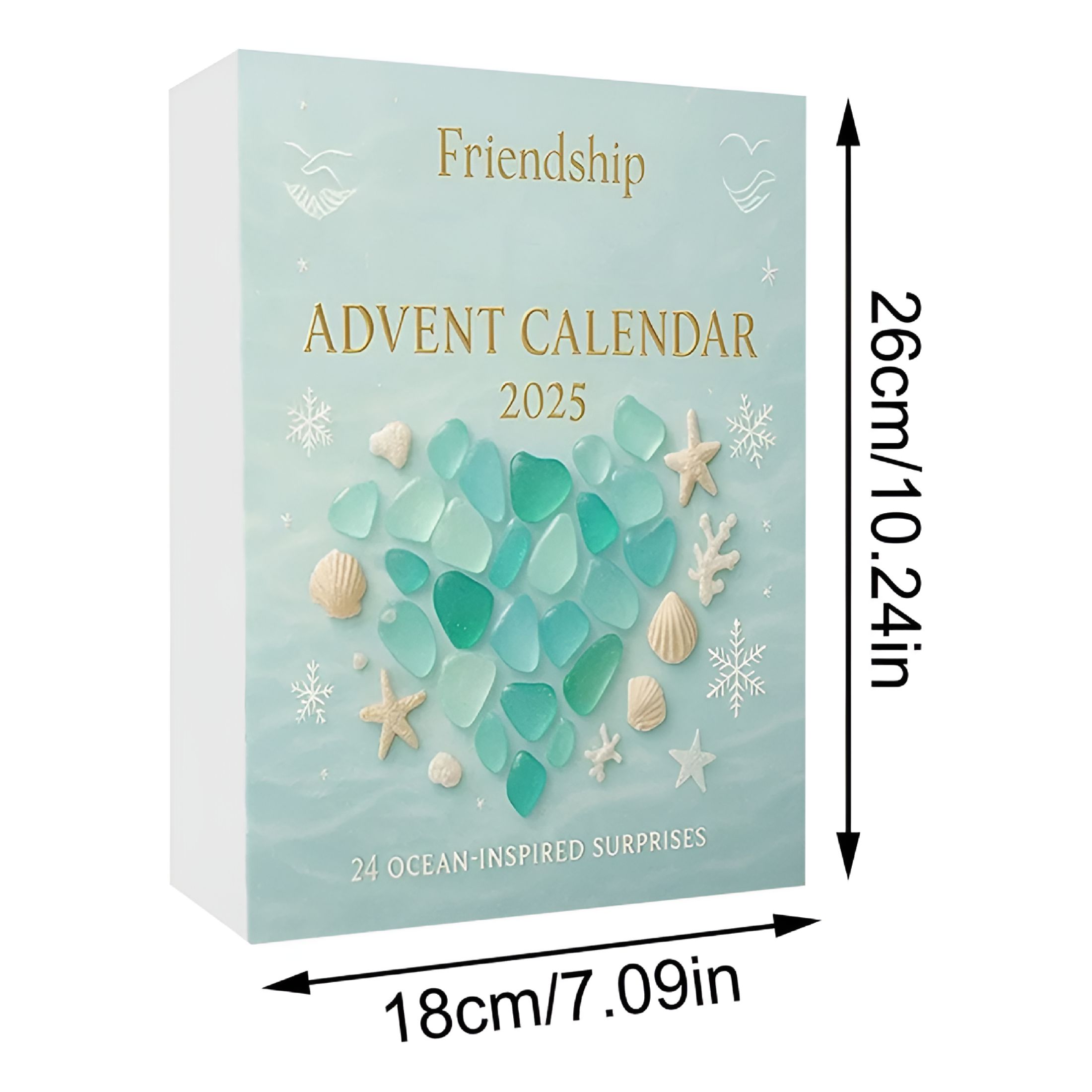 BESTSKY 2026 New Sea Glass Advent Calendar Marine Life Advent Calendar and Friendship Advent Calendar for Ocean Lovers Kids&Collectors