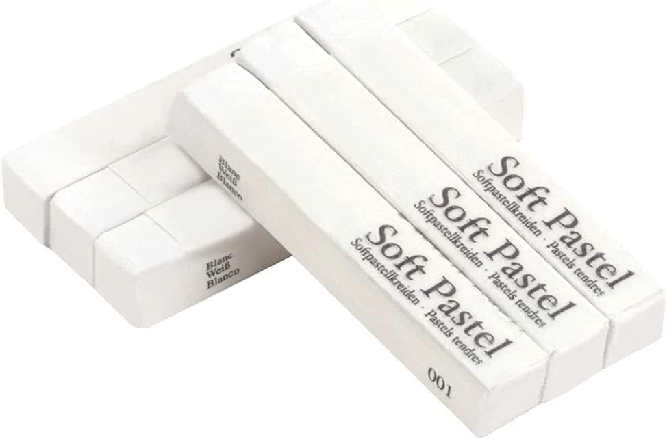 6pcs Square White Soft Pastel Set, Professional Artist's Sketching Chalk Pastels Sticks Oil Painting Kit Art Crayons Non Toxic Individual Color Drawing for Artist,Beginner