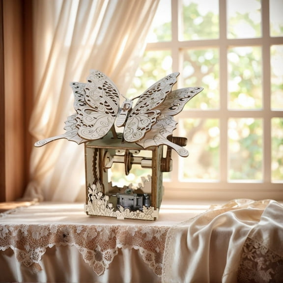 3D Wooden Puzzle Hand Butterfly Mechanical Music Box - You Are My Sunshine Handmade Assembly Model Kit for Holidays, Birthdays Gifts