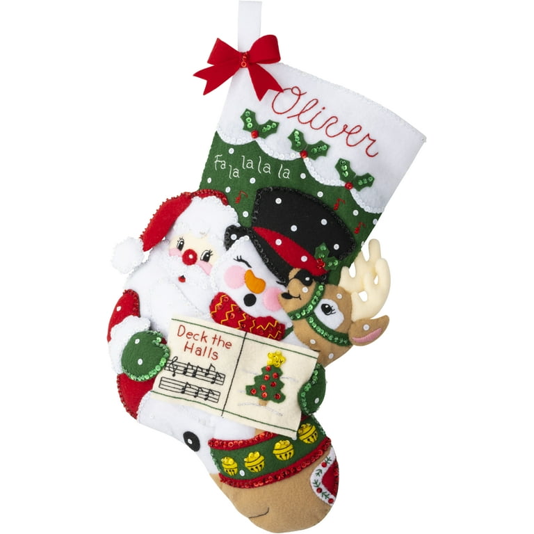 Bucilla Felt Applique 18 inch Christmas Stocking Kit, Sleigh Ride with Santa