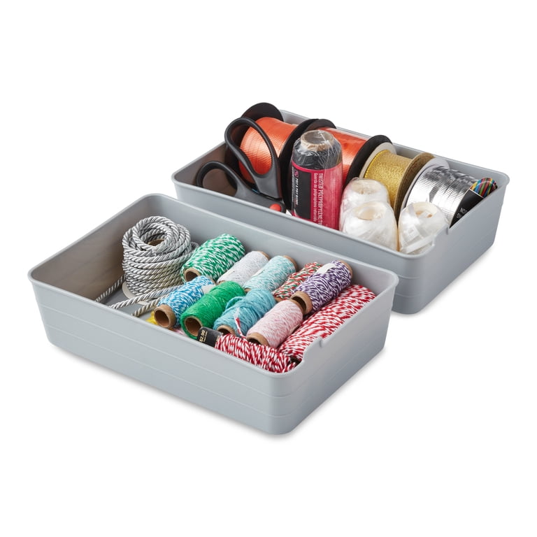 Mainstays 2-Pack Flexible Drawer Storage Organizer Bins, Gray photo 7